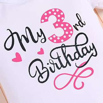 IDOPIP Toddler 3rd Birthday Outfit Set for Girls