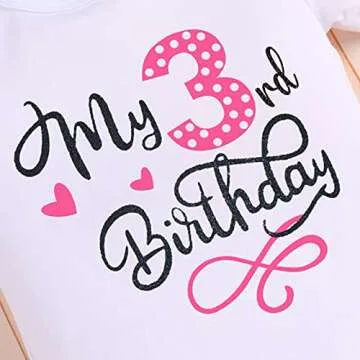 IDOPIP Toddler 3rd Birthday Outfit Set for Girls