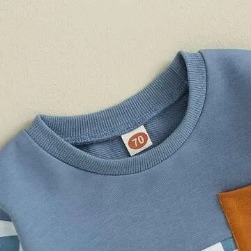 Newborn Baby Boy Clothes Pants Outfits Toddler Plaid Long Sleeve Pullover Bodysuit Set Soft 2024 Fall Winter Outfit (Plaid Blue, 12-18 Months)