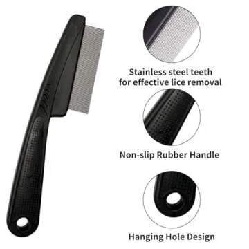 Yumflan Dandruff Comb, Stainless Steel Fine Tooth Dandruff Remover, Professional Scalp Comb Hair Comb for Kids and Adults (Black)