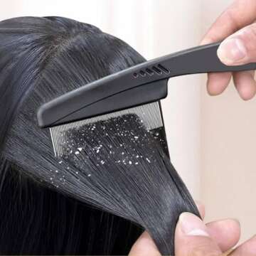 Yumflan Dandruff Comb, Stainless Steel Fine Tooth Dandruff Remover, Professional Scalp Comb Hair Comb for Kids and Adults (Black)