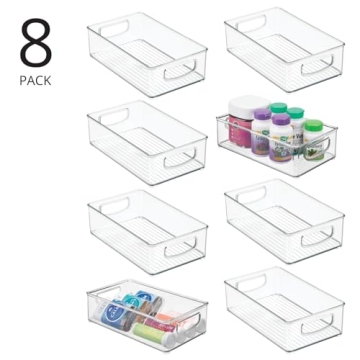 mDesign Clear Stackable Storage Bins - 8 Pack for Organizing