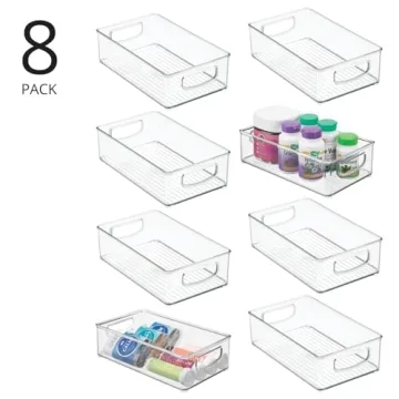 mDesign Clear Stackable Storage Bins - 8 Pack for Organizing