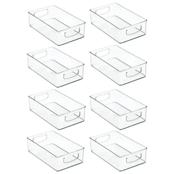 mDesign Clear Stackable Storage Bins - 8 Pack for Organizing