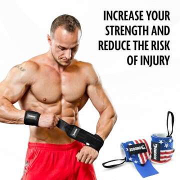 DMoose Wrist Wraps Weightlifting Men 12 and 18 Inches Thumb Loops with Wrist Support for Workouts Po...