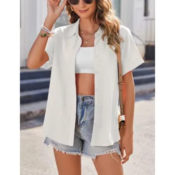 Zeagoo Women’s 2024 Short Sleeve Lightweight Button Down Shirt