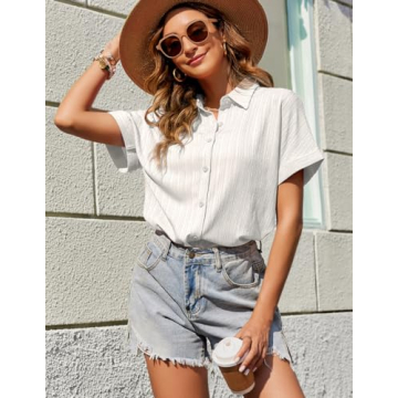 Zeagoo Women’s 2024 Short Sleeve Lightweight Button Down Shirt