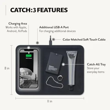 COURANT Catch:3 Belgian Linen Wireless Charging Valet
