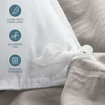 Bare Home Ultra Soft Washed Microfiber Duvet Cover with 2 Pillow Shams, Linen-Like Look, Easy Care, ...