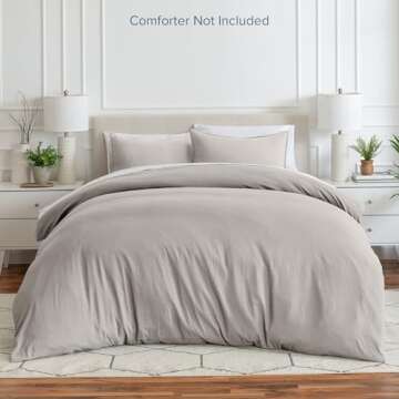 Bare Home Ultra Soft Washed Microfiber Duvet Cover with 2 Pillow Shams, Linen-Like Look, Easy Care, Hypoallergenic, Our Softest Duvet Cover Set (King/Cal King, Fog)