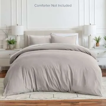 Bare Home Ultra Soft Washed Microfiber Duvet Cover with 2 Pillow Shams, Linen-Like Look, Easy Care, Hypoallergenic, Our Softest Duvet Cover Set (King/Cal King, Fog)