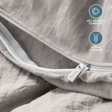 Bare Home Ultra Soft Washed Microfiber Duvet Cover with 2 Pillow Shams, Linen-Like Look, Easy Care, Hypoallergenic, Our Softest Duvet Cover Set (King/Cal King, Fog)