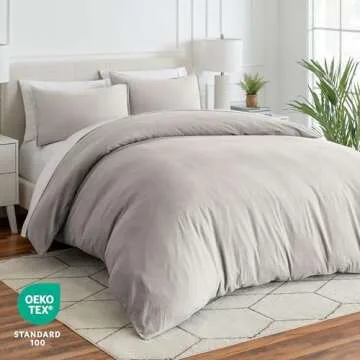 Bare Home Ultra Soft Washed Microfiber Duvet Cover with 2 Pillow Shams, Linen-Like Look, Easy Care, Hypoallergenic, Our Softest Duvet Cover Set (King/Cal King, Fog)