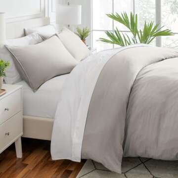 Bare Home Ultra Soft Washed Microfiber Duvet Cover with 2 Pillow Shams, Linen-Like Look, Easy Care, Hypoallergenic, Our Softest Duvet Cover Set (King/Cal King, Fog)