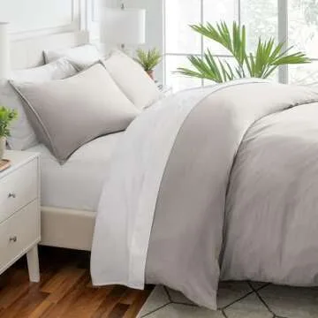 Bare Home Ultra Soft Washed Microfiber Duvet Cover with 2 Pillow Shams, Linen-Like Look, Easy Care, Hypoallergenic, Our Softest Duvet Cover Set (King/Cal King, Fog)