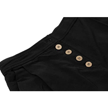 chouyatou Women's Summer High Waisted Cotton Linen Palazzo Wide Leg Casual Pants with Pockets (X-Large, Black)