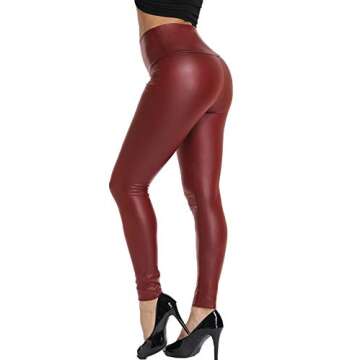 KIWI RATA High Waisted Faux Leather Leggings for Women Butt Lifting Stretchy PU Pants Sexy Tights Wi...