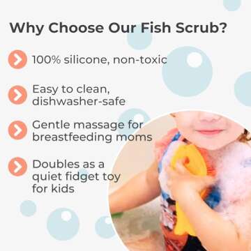 Innobaby Bathin' Smart Silicone Fish Bath Scrub, Aqua/Periwinkle