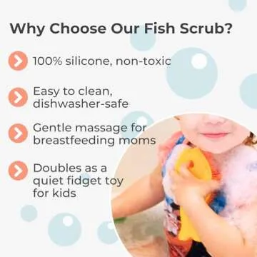 Innobaby Bathin' Smart Silicone Fish Bath Scrub, Aqua/Periwinkle