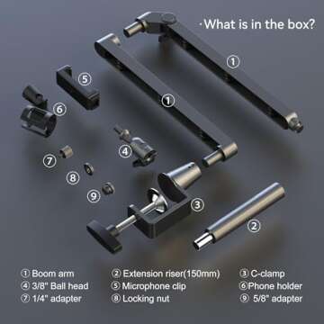 Prizmora Low Profile Mic Arm for Flexible Setup and Sound