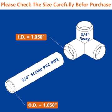 letsFix 3/4" PVC Fittings 3 Way (10-Pack), PVC Elbow 3/4 Inch, UV-Resistant PVC Pipe Fittings for DIY PVC Projects, Furniture-Grade, Fits for 3/4 inch Sch40 PVC Pipe