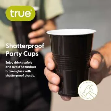 Durable True Black 16oz Disposable Party Cups - Pack of 50