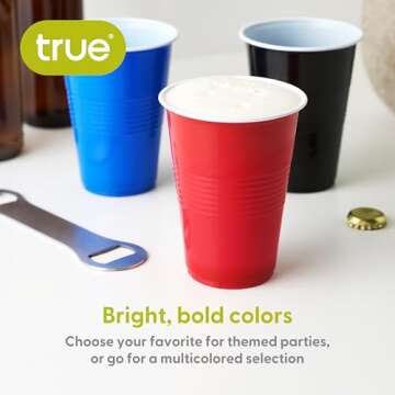 Durable True Black 16oz Disposable Party Cups - Pack of 50