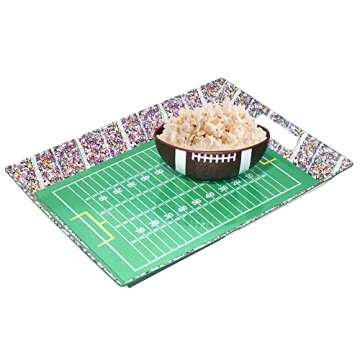 Football Stadium Serving Tray and Bowl, Reusable Game Tray for Football Gameday, Birthday Parties, Tailgate Party Decorations, Chip N Dip Hard Plastic Set