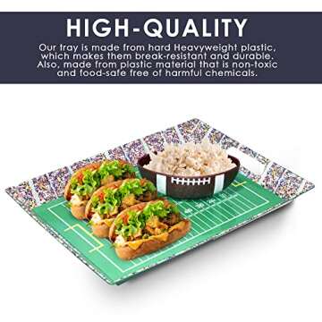 Football Stadium Serving Tray and Bowl, Reusable Game Tray for Football Gameday, Birthday Parties, Tailgate Party Decorations, Chip N Dip Hard Plastic Set