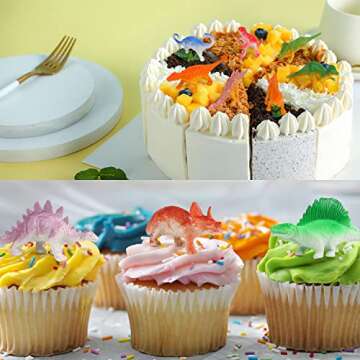 FINGOOO 39 Piece Mini Dinosaur Figures,Assorted Vinyl Plastic Dinosaur Toys for Easter Gifts Dino Party Cake Toppers