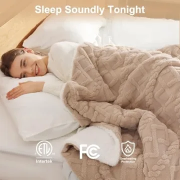 Heated Plush Throw Blanket Soft & Cozy with 5 Heat Levels