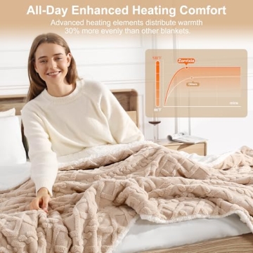 Heated Plush Throw Blanket Soft & Cozy with 5 Heat Levels