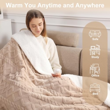 Heated Plush Throw Blanket Soft & Cozy with 5 Heat Levels