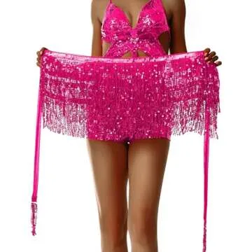 Pink Fringe Sequin Skirt - Sparkly Rave Costume