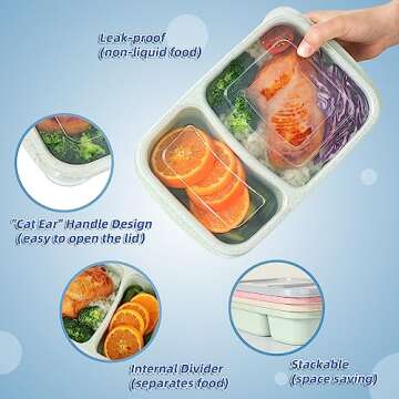 4 Pack Eco-Friendly Bento Lunch Box for Easy Meal Prep