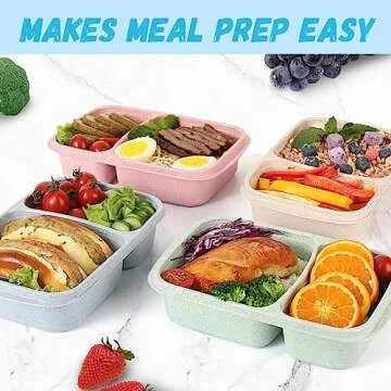 4 Pack Eco-Friendly Bento Lunch Box for Easy Meal Prep