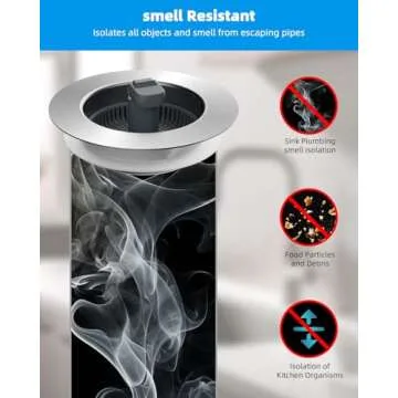 Hibbent Upgraded 3 in 1 Kitchen Sink Drain Strainer and Stopper Combo, Stainless Steel Metal Pop Up Sink Stopper, Anti-Clogging Basket with Foldable Handle for US Standard 3-1/2 Inch Drain