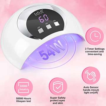 Wisdompark 54W UV LED Nail Lamp for Quick Gel Curing