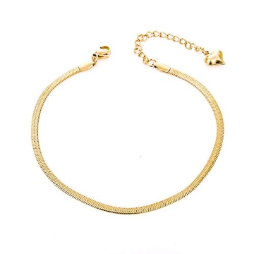 QJLE Waterproof Gold Anklet for Women with 18K Plating