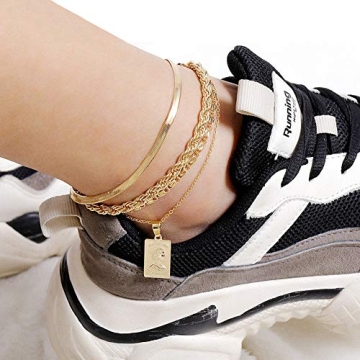QJLE Waterproof Gold Anklet for Women with 18K Plating