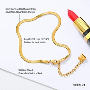 QJLE Waterproof Gold Anklet for Women with 18K Plating