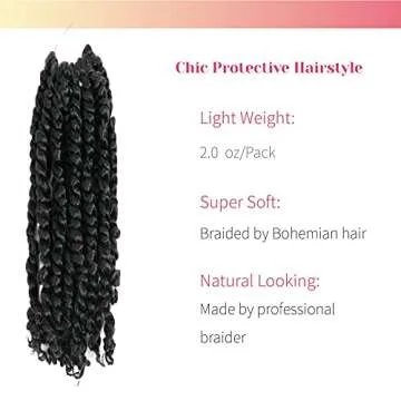 The BOHOBABE Pre-twisted Passion Twist Crochet Hair 14 Inch Short Pre-looped Crochet Passion Twist B...