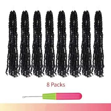 The BOHOBABE Pre-twisted Passion Twist Crochet Hair 14 Inch Short Pre-looped Crochet Passion Twist Braiding Hair 8 Packs (1B)