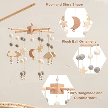 Baby Crib Mobile with Wool Felt for Nursery Decor