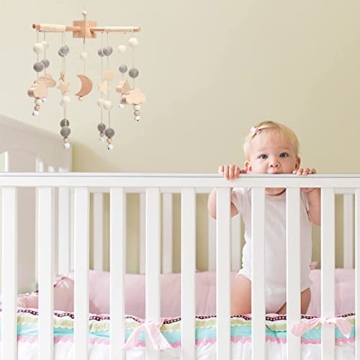 Baby Crib Mobile with Wool Felt for Nursery Decor