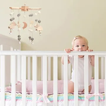Baby Crib Mobile with Wool Felt for Nursery Decor