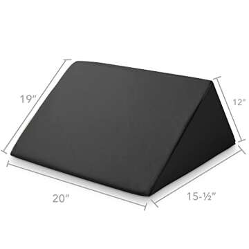 Saloniture Triangle Wedge Massage Table Bolster Pillow, Extra Large - 19 x 12 x 20 x 15.5 Inch - Black