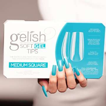 Gelish Soft Gel Nail Tips, 550 Count- Medium Square, Gel Tips, Soft Gel For Gel Nails, Nail Tips For...