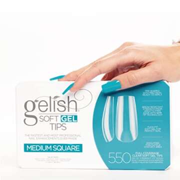 Gelish Soft Gel Nail Tips, 550 Count- Medium Square, Gel Tips, Soft Gel For Gel Nails, Nail Tips For Manicures