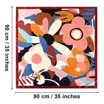 CHLINS 35" Satin Square Hair Scarf Bandanas - 3Pcs Large Silk Head Scarves Lightweight Satin Hair Kerchief Sleeping Hair Wraps (Rose + Orange + Brown)